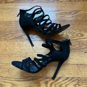 Schutz Black Suede Strappy Heels (size 9)